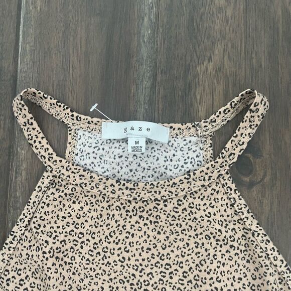 Gaze Tan & Black Animal Print Tank Jr. M NWOT - Picture 2 of 4